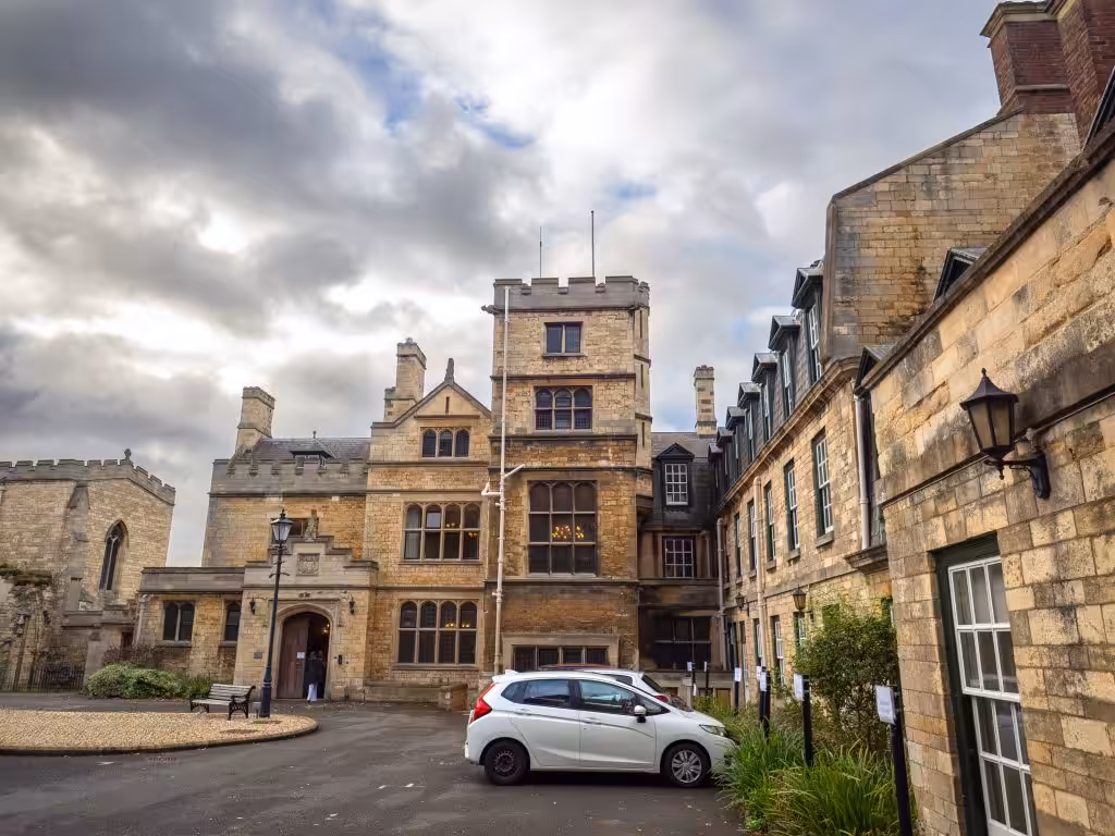 St Hild Lincoln exterior, with a slightly stormy sky