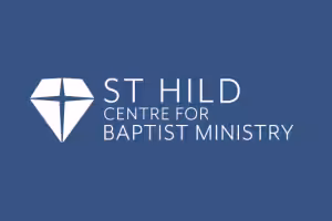 St Hild Centre for baptist Ministry logo on a blue background